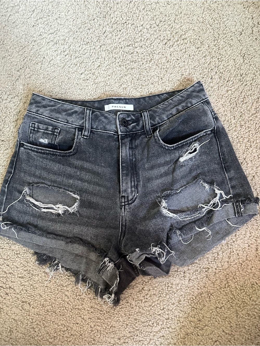PacSun Women's Black Distressed Denim Shorts
